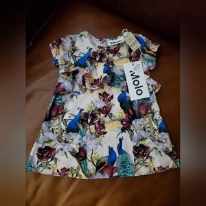 Molo Oriental Peacock Dress 6m 68 Dress Baby Girls Nwt